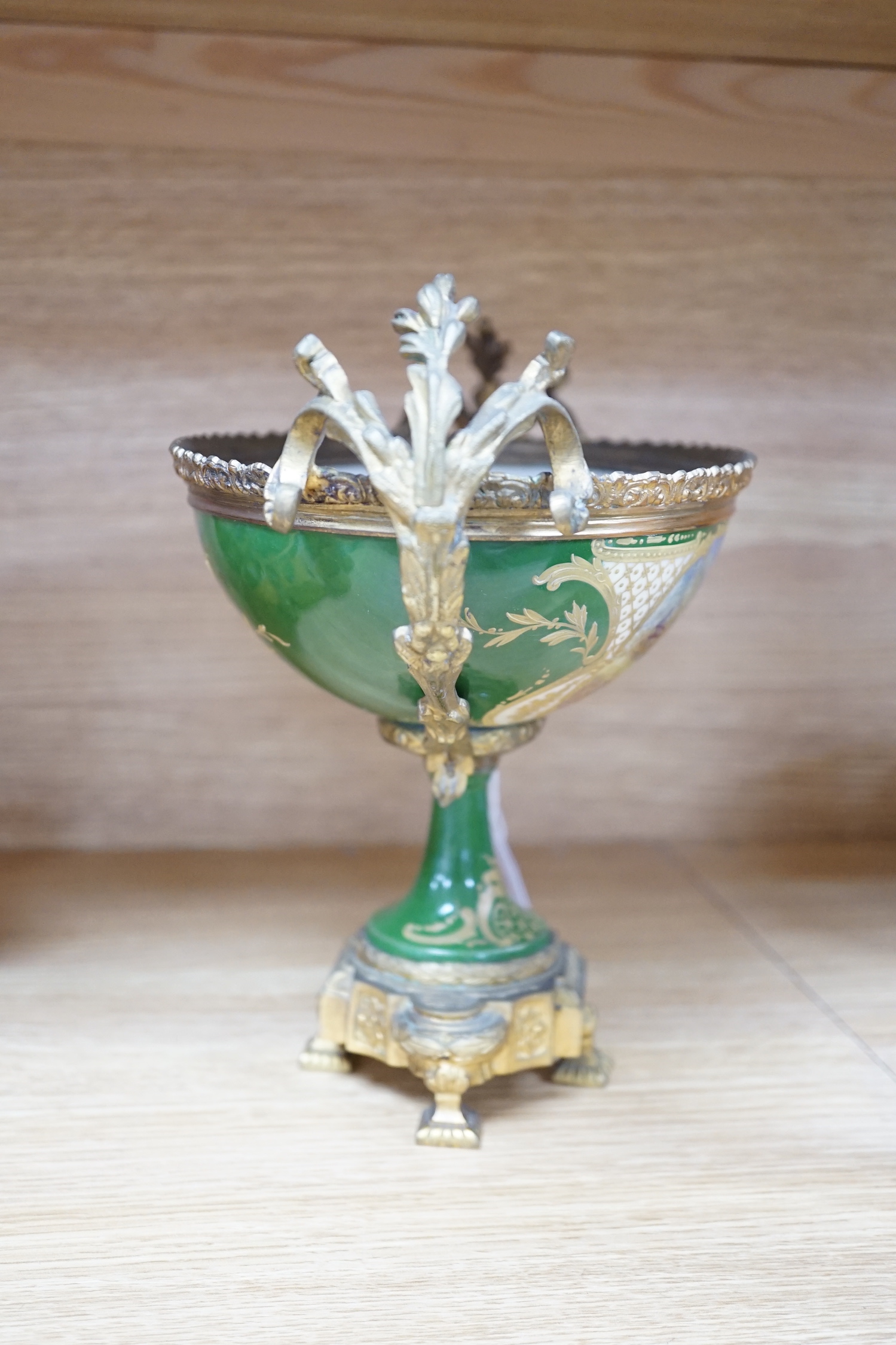 A Sevres-style ormolu mounted centrepiece. 31cm wide